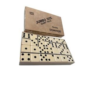 Rare Super Thick Jumbo Size Giant Face Marblelike Dominoes Puremco #1632 Box